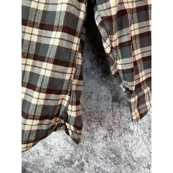 Jachs Brown Red Cream Gray Button Down Casual Flannel Shirt Mens Medium - Picture 10 of 10